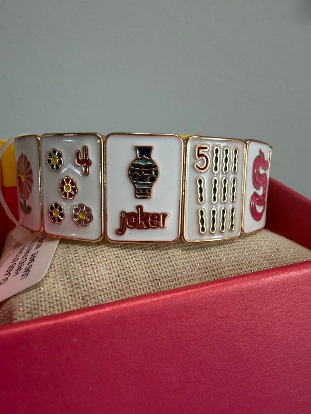 Piper K | Mahjong Tile Charm Stretch Bracelet 🀄️ Hand Painted Glass Stones - Picture 5 of 9